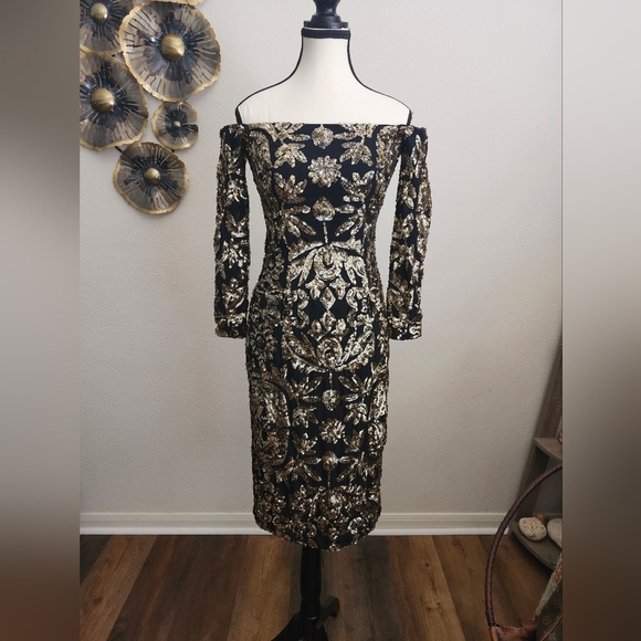 Nicole Miller Sequin Egyptian Dress - Picture 1 of 11